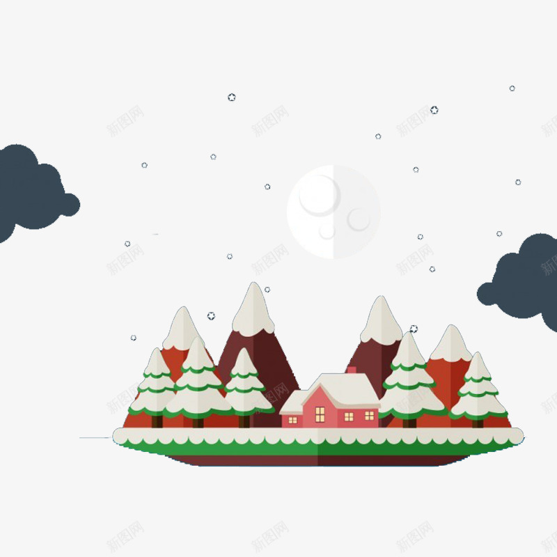 圣诞雪夜png免抠素材_88icon https://88icon.com 冬天 圣诞 平安夜 晚上 雪