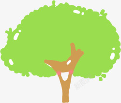 插画手绘绿色大树素材