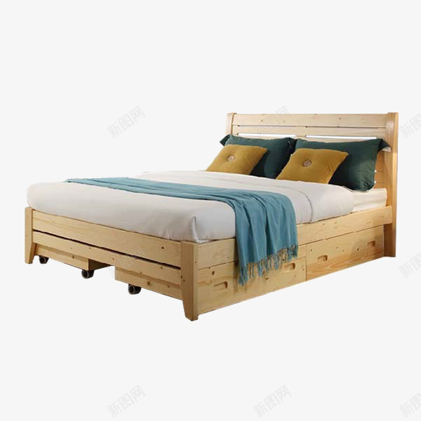 舒适双人床元素png免抠素材_88icon https://88icon.com 双人 大床 家具 木质