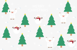 雪人圣诞树花纹矢量图素材