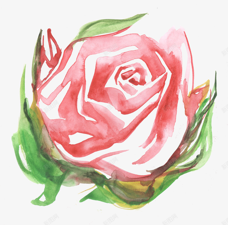 粉色美丽的花朵水彩png免抠素材_88icon https://88icon.com 唯美 彩色 彩色玫瑰 水彩 粉色玫瑰 绿色 美丽 花卉 花朵