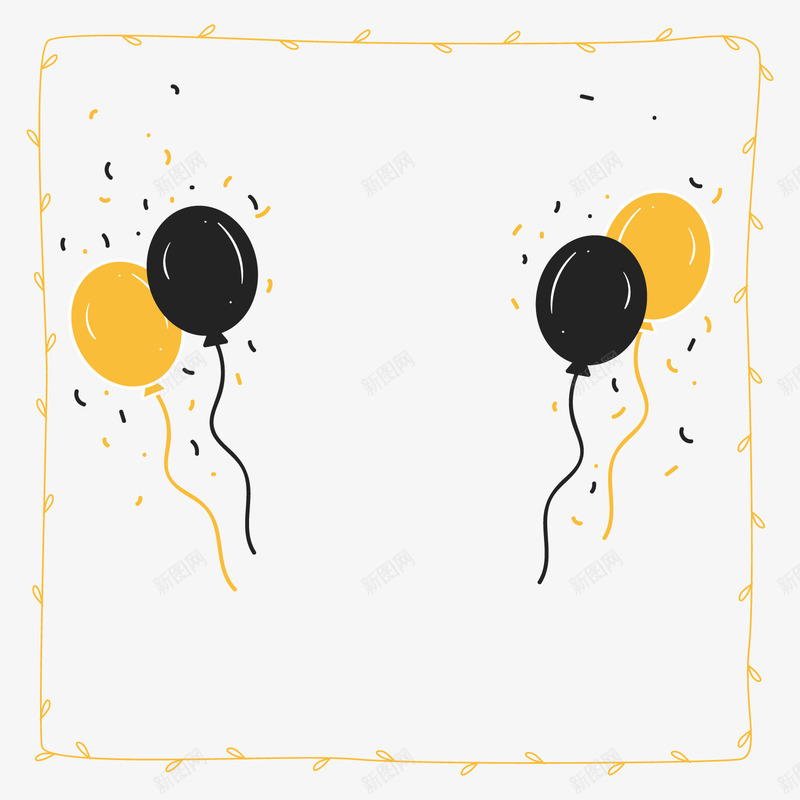 卡通漂浮气球活动装饰png免抠素材_88icon https://88icon.com 卡通 彩色碎片 活动装饰 漂浮气球 黄色边框