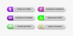 rss6个社会化分享按钮PSD高清图片