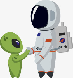 卡通宇航员外星人人物插画素材