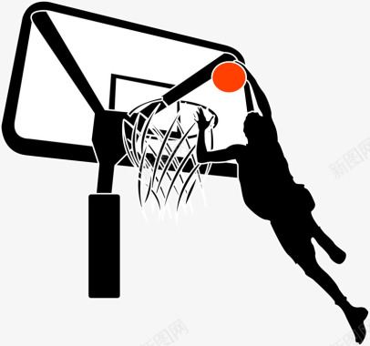 创意篮球运动员黑色扁平灌篮运动员图标图标