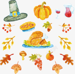 感恩节大餐水彩感恩节大餐矢量图高清图片