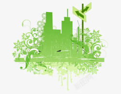 低碳城市剪影矢量图素材