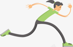 卡通绿色奔跑的女人图矢量图素材