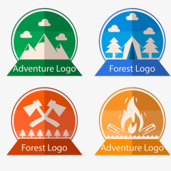彩色森林探险标志矢量图素材