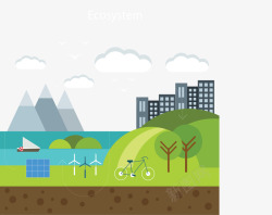 城市生态循环系统矢量图素材