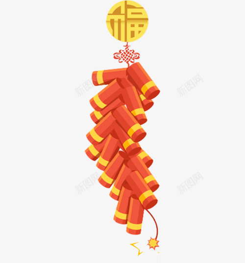 黄色中国风福字鞭炮png免抠素材_88icon https://88icon.com 中国风鞭炮 放鞭炮 新年 新春 春节 爆竹 福字鞭炮 过年