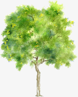 绿色创意大树环境渲染效果漫画素材