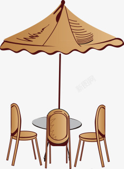 太阳伞桌子椅子元素素材