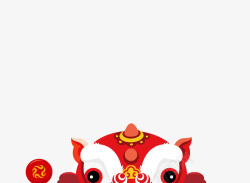 红色春节舞狮造型素材