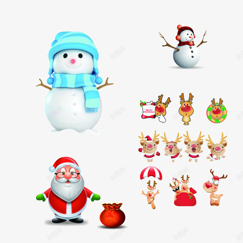 雪人圣诞老人聚合png免抠素材_88icon https://88icon.com 圣诞老人 庆贺 节日 装饰 雪人