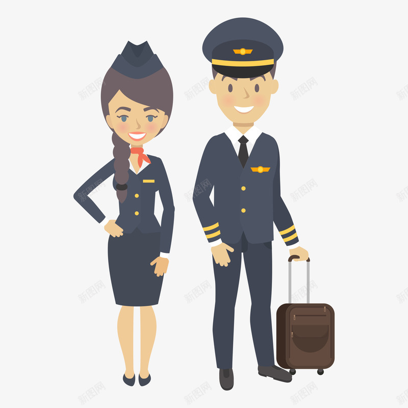 卡通航空工作人员png免抠素材_88icon https://88icon.com 卡通 女人 工作人员 服装 男人 职业 航空