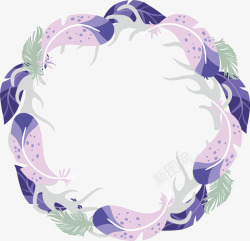 紫色羽毛装饰花环矢量图素材