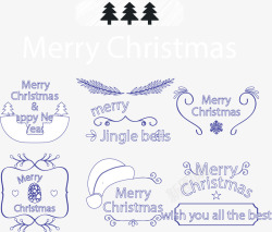 蓝色边框圣诞节标签矢量图素材