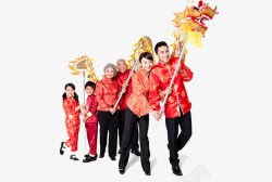 舞龙的一家人素材