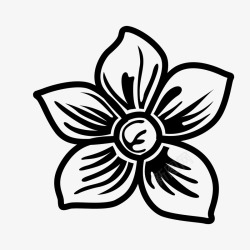 黑白圆形线条花花朵素材