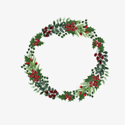 绿色花环圆框圣诞装饰花环高清图片