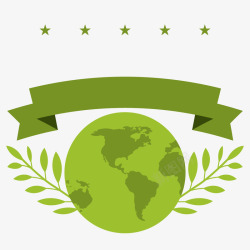 清新标贴绿色地球世界地球日高清图片
