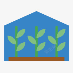 蓝色几何植物蔬菜大棚元素矢量图素材