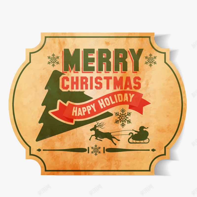 异形圣诞节标签标示png免抠素材_88icon https://88icon.com 圣诞树麋鹿牵着圣诞老人 圣诞节 木纹底纹 雪花