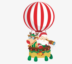 卡通圣诞老人坐气球素材