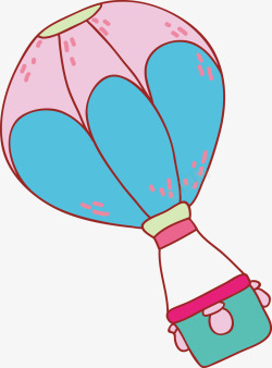 手绘卡通彩色热气球矢量图素材