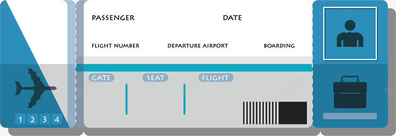 飞机票png免抠素材_88icon https://88icon.com 纸张 蓝色飞机票 飞机票