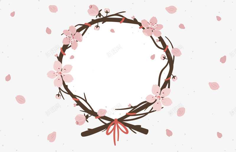 漂浮粉色樱花花环矢量图ai免抠素材_88icon https://88icon.com 樱花花环 樱花花瓣 矢量png 粉红樱花 粉色花瓣 花环 矢量图