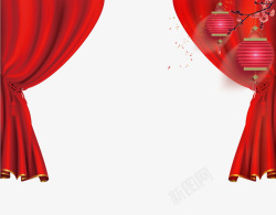 舞台红色拉幕春节红幕布灯笼psd分层图高清图片
