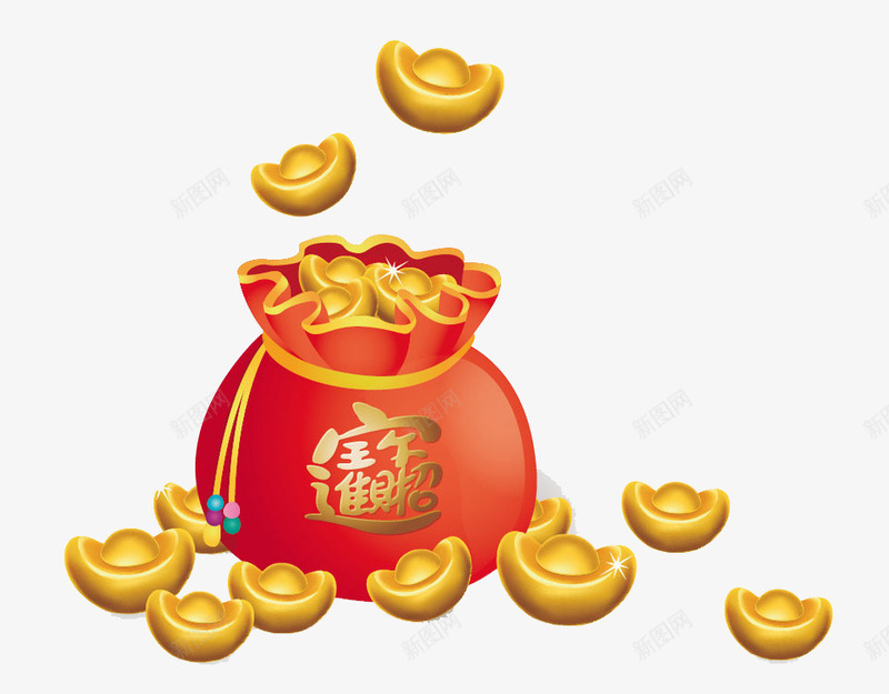 福袋png免抠素材_88icon https://88icon.com 喜庆 新春 春节 福袋 精美 节日 金元宝