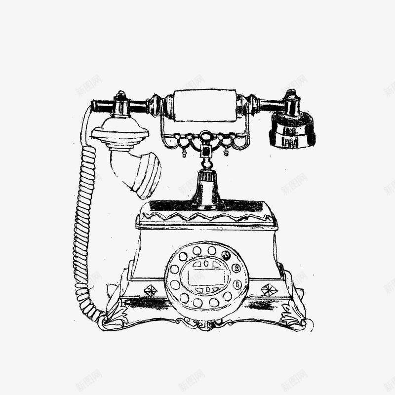 复古电话简笔画png免抠素材_88icon https://88icon.com 古代电话 复古电话简笔画 家居简笔画 手绘线条 摆件 黑色