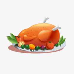 禽肉手绘感恩节火鸡大餐插画高清图片