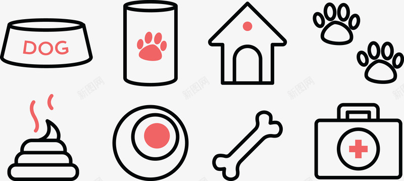 狗狗用品png免抠素材_88icon https://88icon.com 狗屎 狗盆 骨头