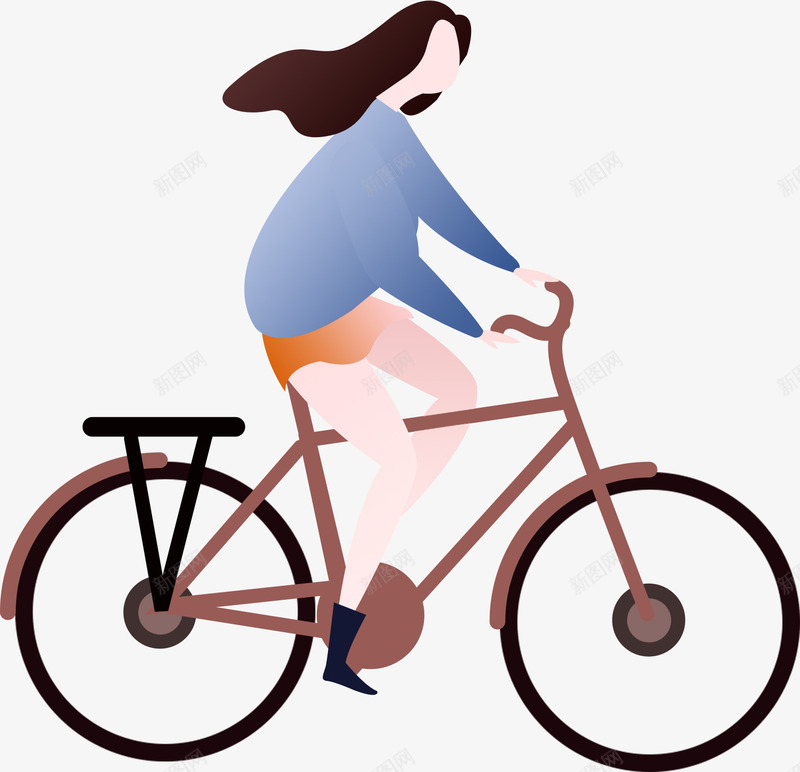 骑单车的女生png免抠素材_88icon https://88icon.com 兜风 女生 扁平 骑单车