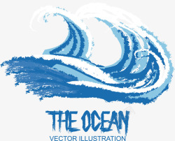 翻滚的浪花手绘蓝色翻滚的浪花矢量图高清图片