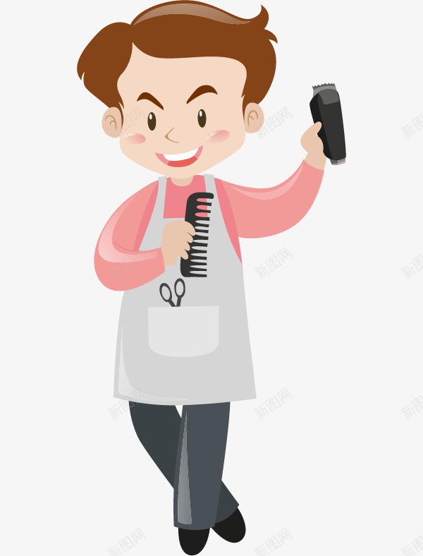 帅气的理发师png免抠素材_88icon https://88icon.com 卡通 卡通理发师 发型师 帅气的 理发师 男人 高兴地