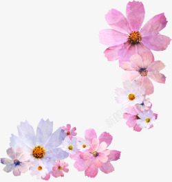 手绘粉紫色漂浮花朵素材