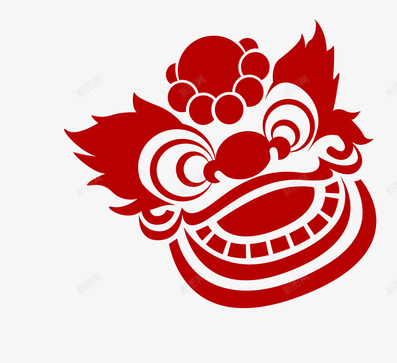 红色春节舞狮元素png免抠素材_88icon https://88icon.com 剪纸 庆祝 扁平化 新年 春节 活动 红色 纹理 舞狮 节日