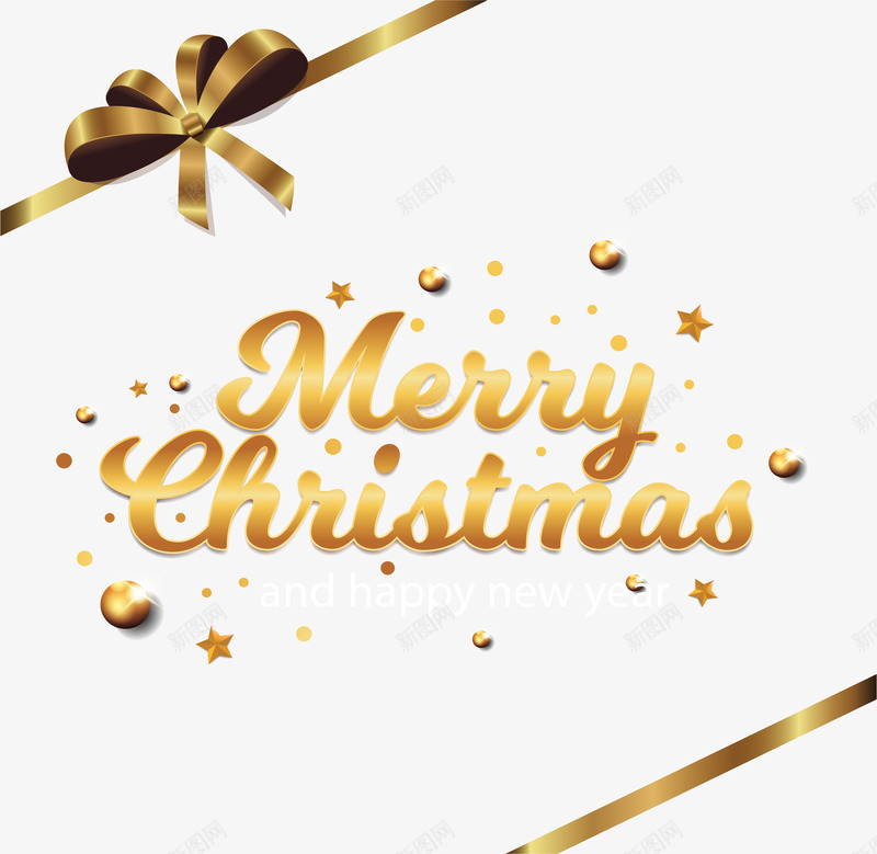 圣诞节金丝带海报png免抠素材_88icon https://88icon.com merryChristma merryChristmas 圣诞海报 圣诞节 矢量png 金箔纸 金色丝带