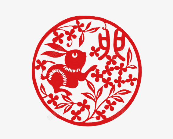 剪纸兔子png免抠素材_88icon https://88icon.com 中国风 剪纸 剪纸兔子 新年素材 春节 红色 节日素材 金兔元宝