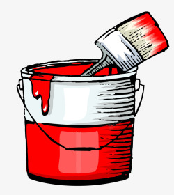 手绘红色油漆桶涂料素材