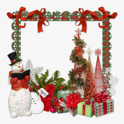 圣诞雪人及礼盒装饰边框素材