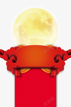 2018年春节红色边框背景与月亮素材