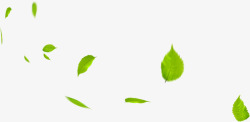 绿色卡通漂浮树叶装饰春天素材