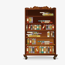 棕色大书柜木质素材