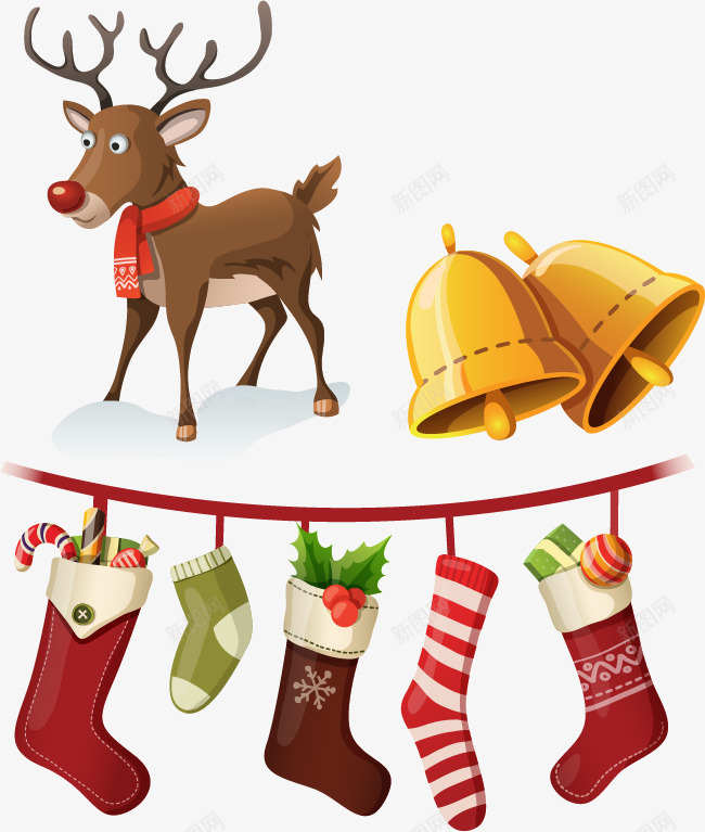 圣诞节袜子礼物小鹿铃铛png免抠素材_88icon https://88icon.com png 圣诞节 圣诞节矢量 圣诞节铃铛 矢量素材 礼物 素材 袜子 铃铛